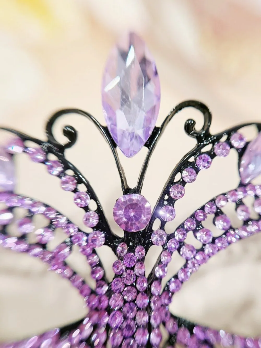 Purple Crystal Masquerade Mask, Butterfly Venetian Mask, Masquerade Ball Mask